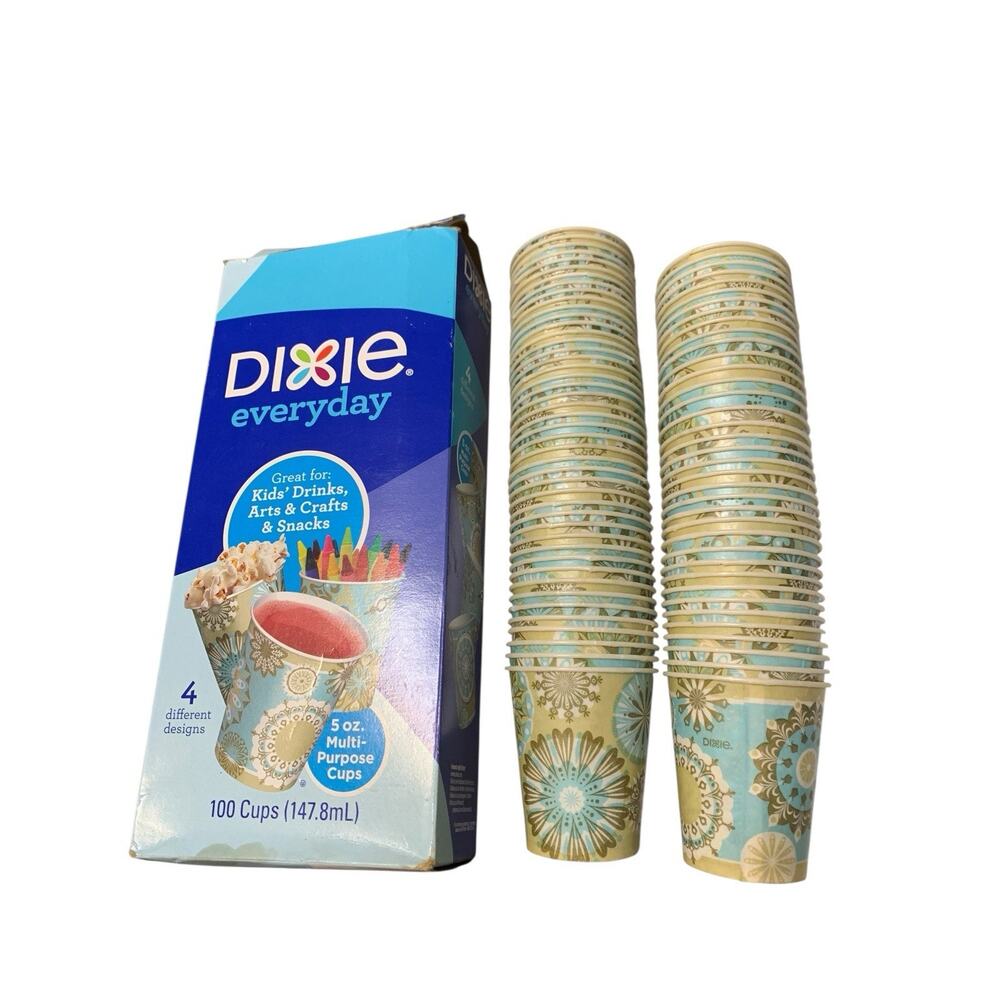 Dixie Everyday 5 oz Cups 82ct Disposable Medallions Floral 2008 Open Read Desc